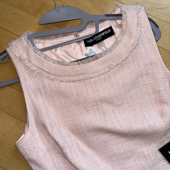 NEW !! KARL LAGERFELD Paris Pink Tweed texture dress, 4, GD1103 - Picture 3 of 5